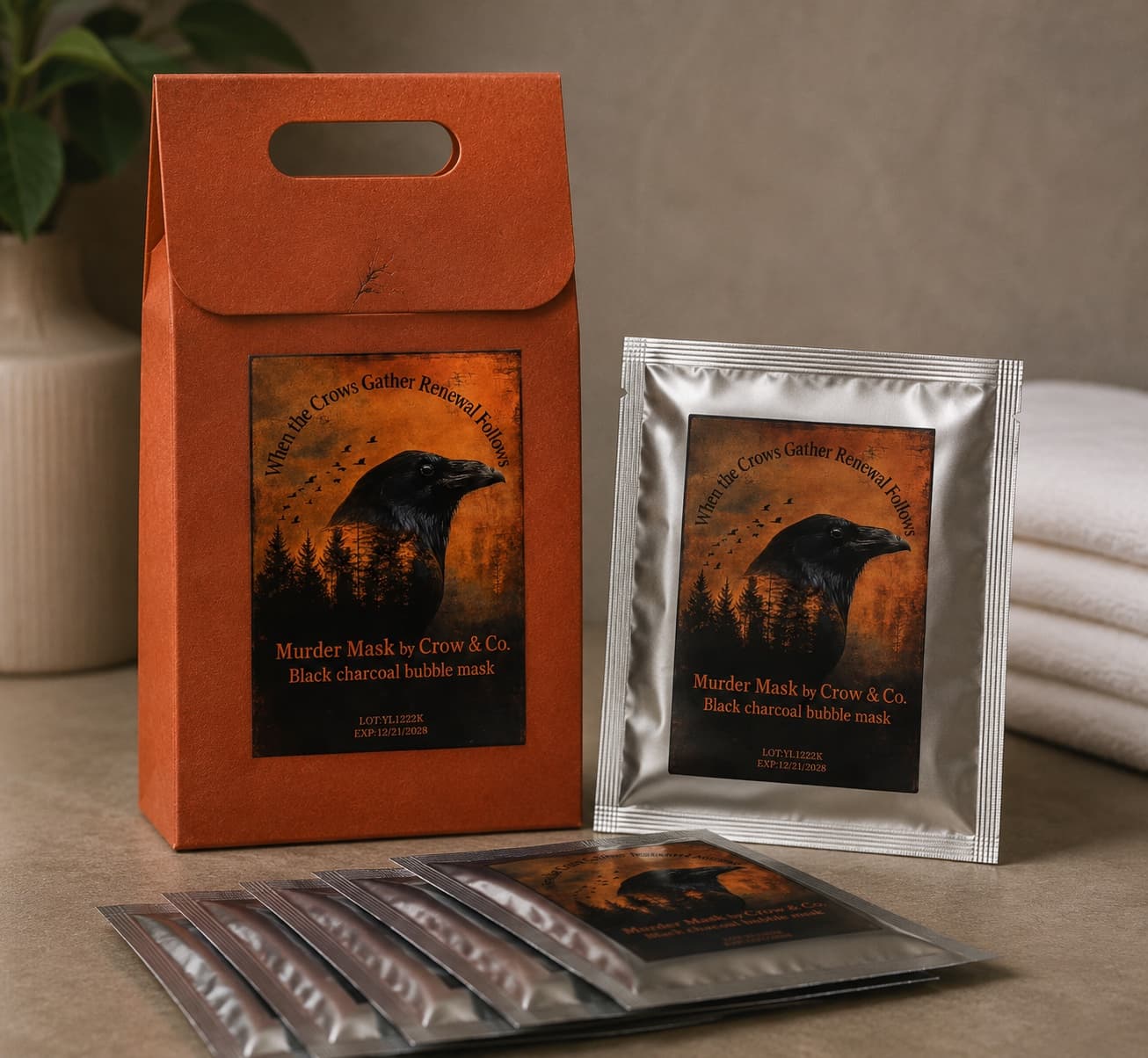 Murder Mask — Set of 5 (Black Charcoal Bubble Mask)